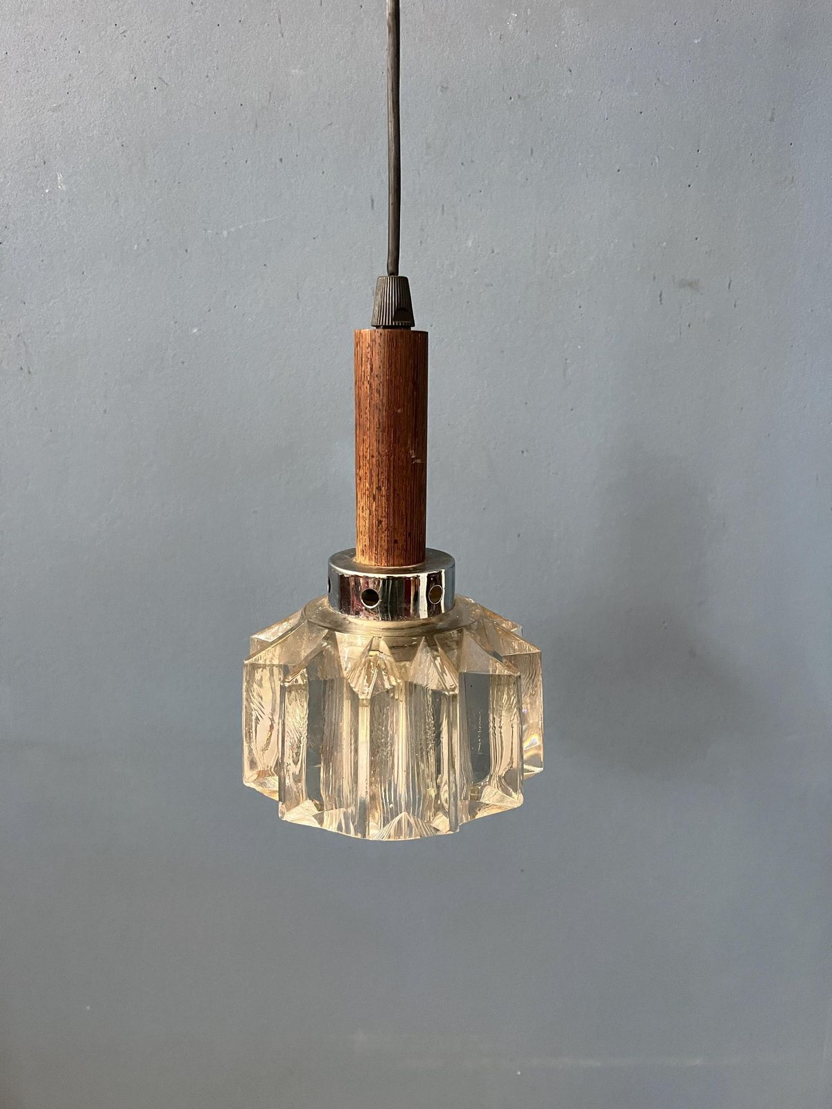 Small Mid Century Crystal Glass Pendant Lamp photo buy