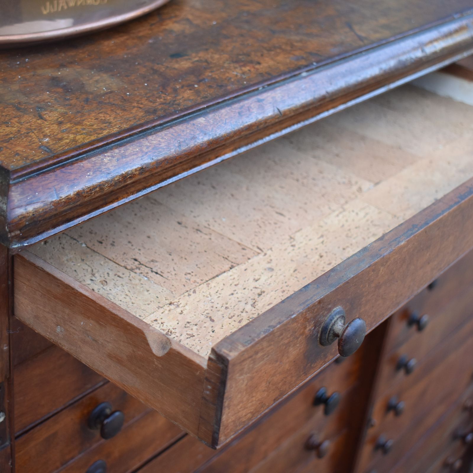 Antique Museum Butterfly Moth Specimen Artist Collector Mahogany Bank Of Drawers photo vintage