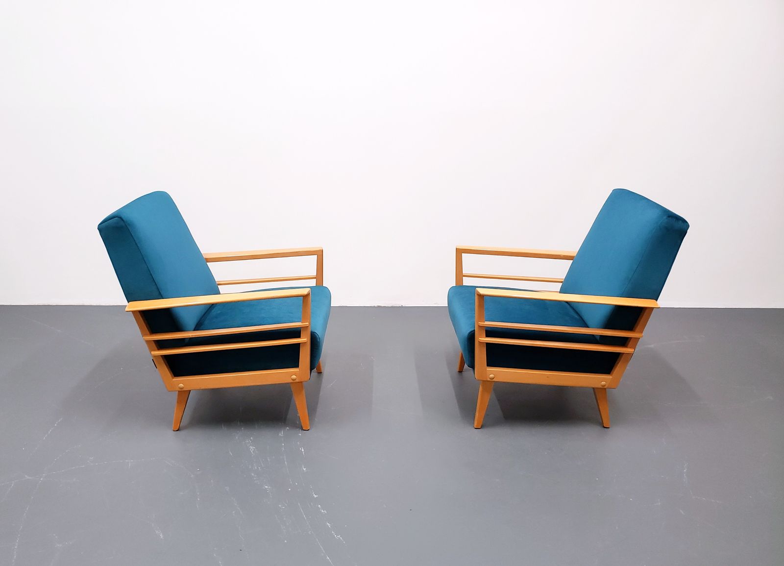 1960 Danish Lounger Club Chair In Teal Velvet photo buy