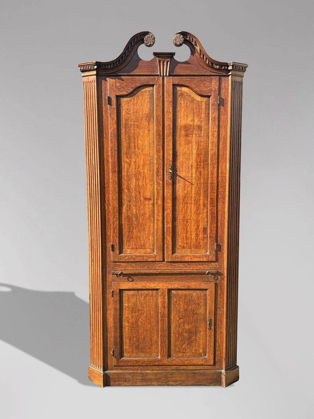 18th Century George III Period Oak Standing Corner Cupboard photo vintage