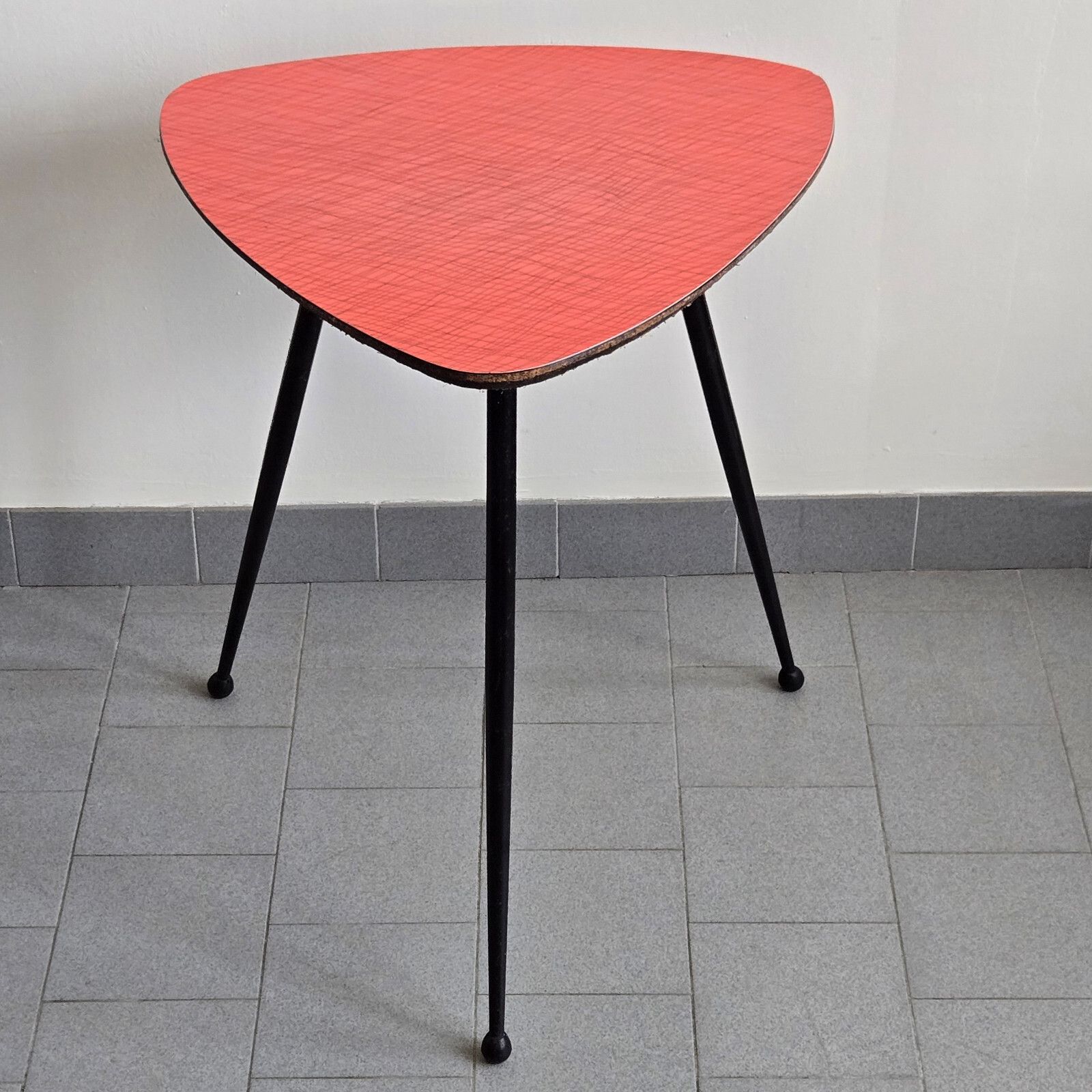 Vintage 1950s Tripod Formica & Steel 50s Rockabilly Zazou Bar Bistro Table