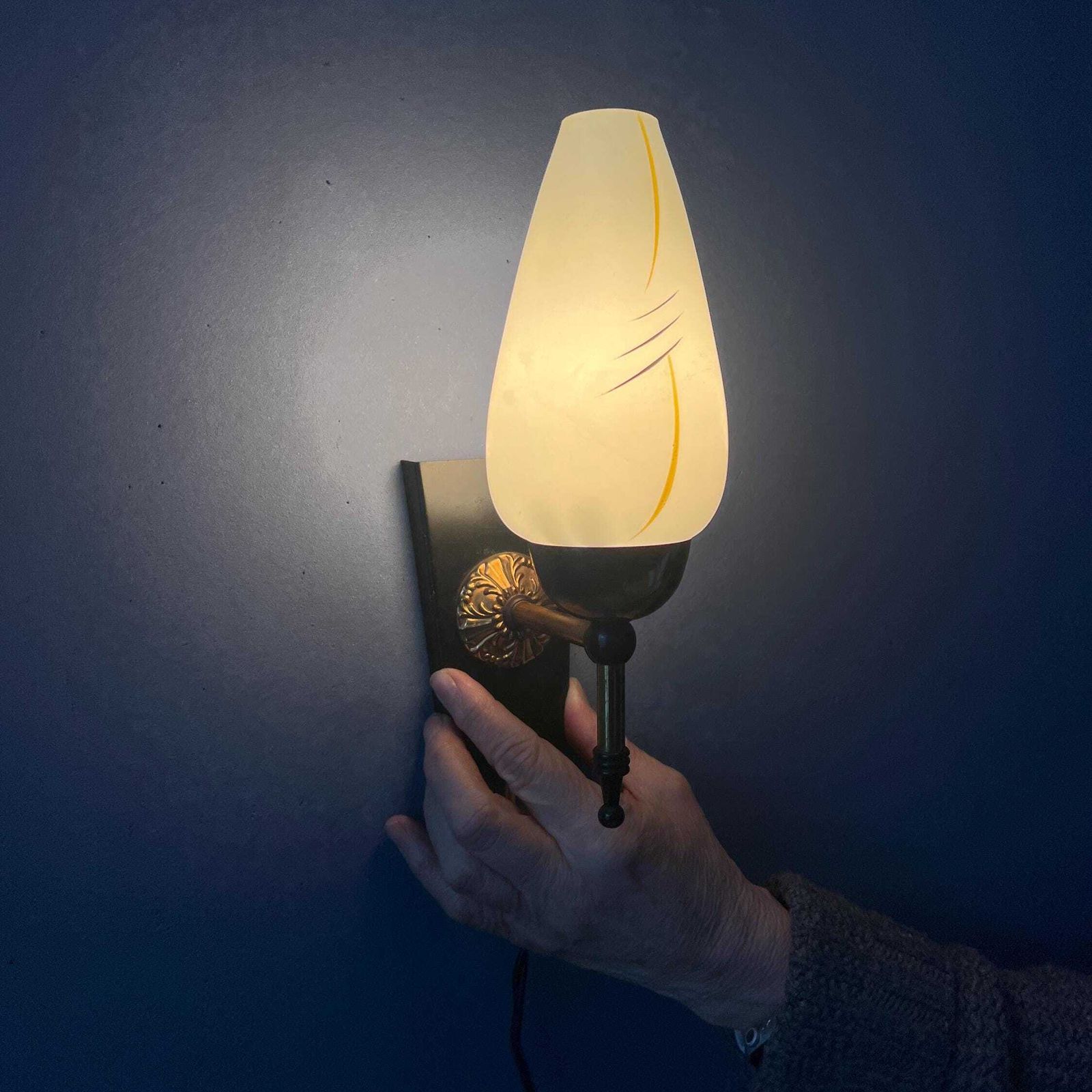Vintage Mid Century Glazen Wandlamp