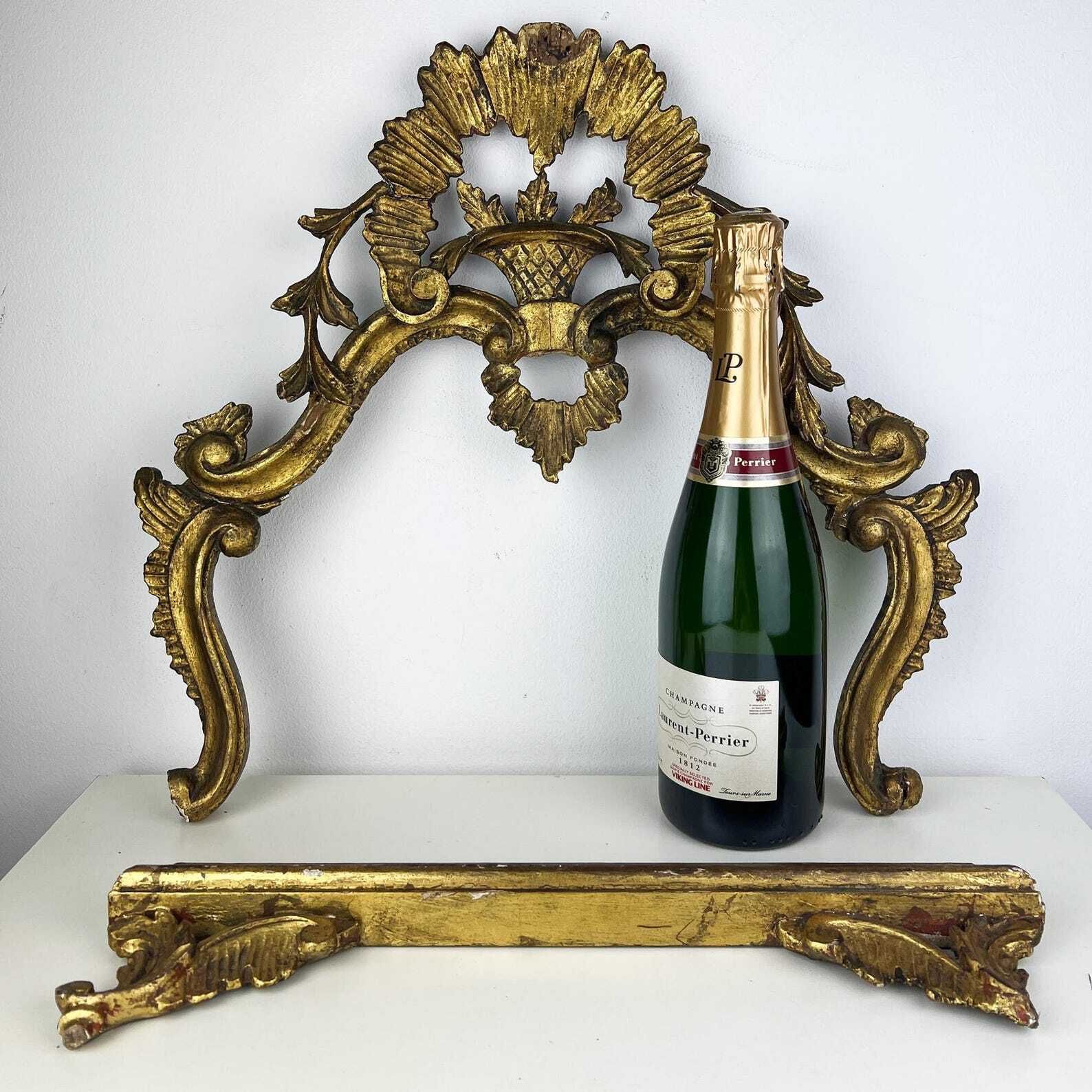 photo for sale Set Of 2 Antique Gilt Wood Carvings, Architectural Salvage