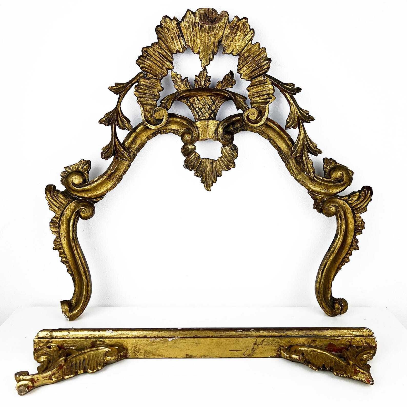 Set Of 2 Antique Gilt Wood Carvings, Architectural Salvage