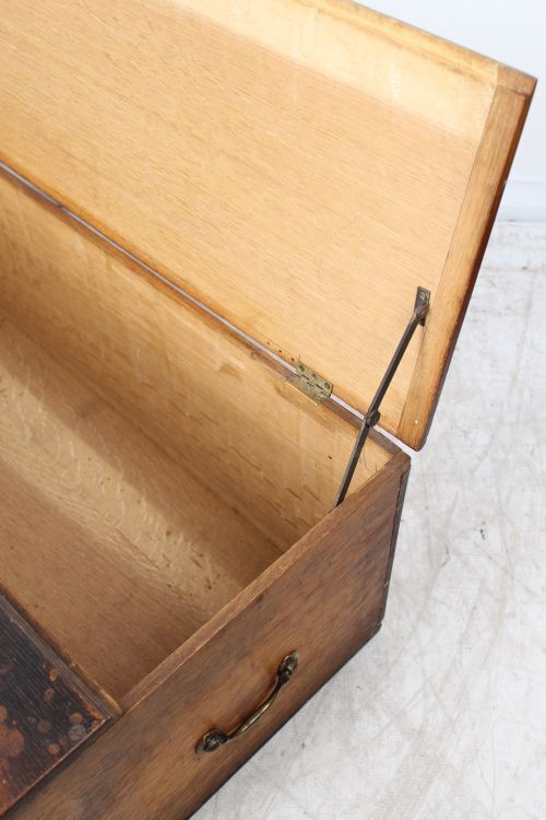 Oak Masonic Deed Chest, 1920s, Vintage photo vinterior