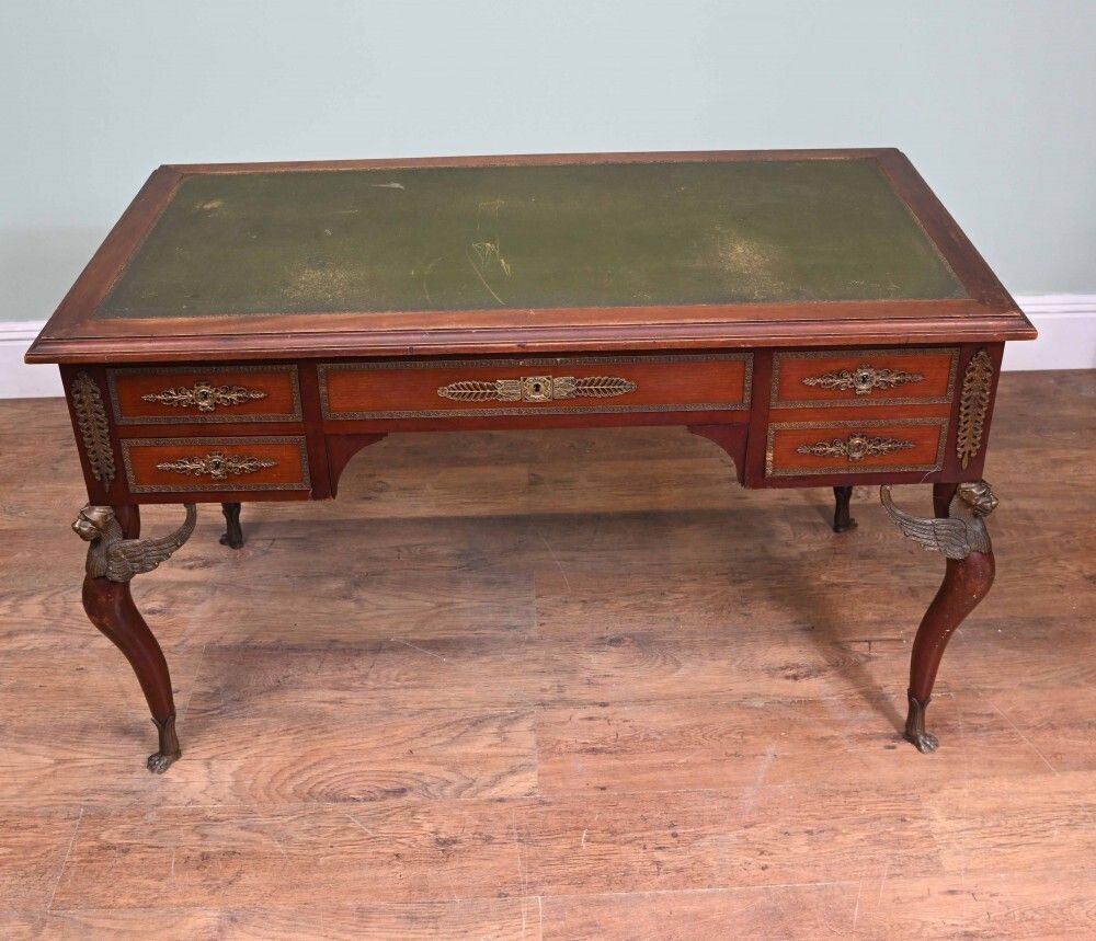 Napoleon III Bureau Plat Desk Mahogany Writing Table 1890 photo Furniture