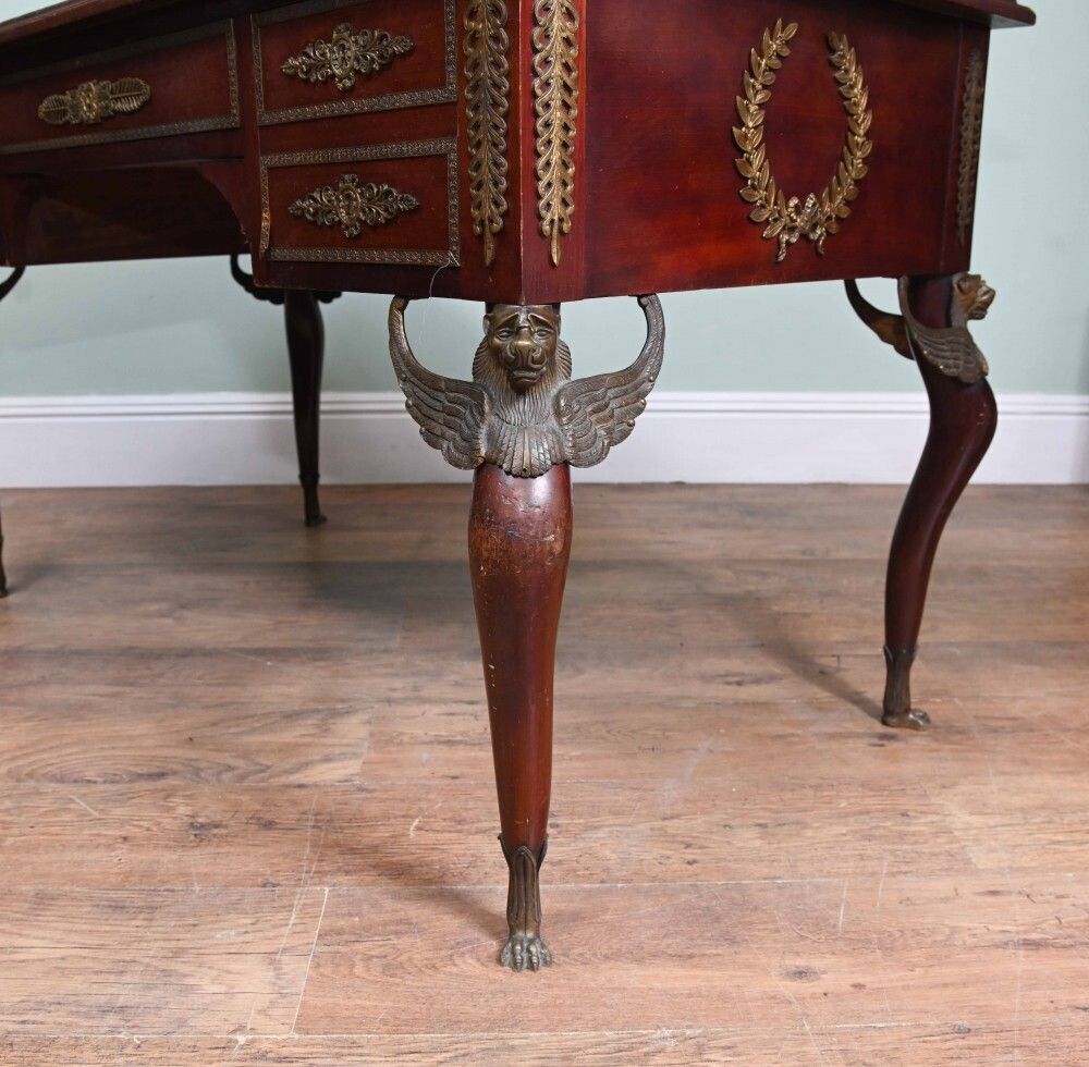 Napoleon III Bureau Plat Desk Mahogany Writing Table 1890 photo vintage