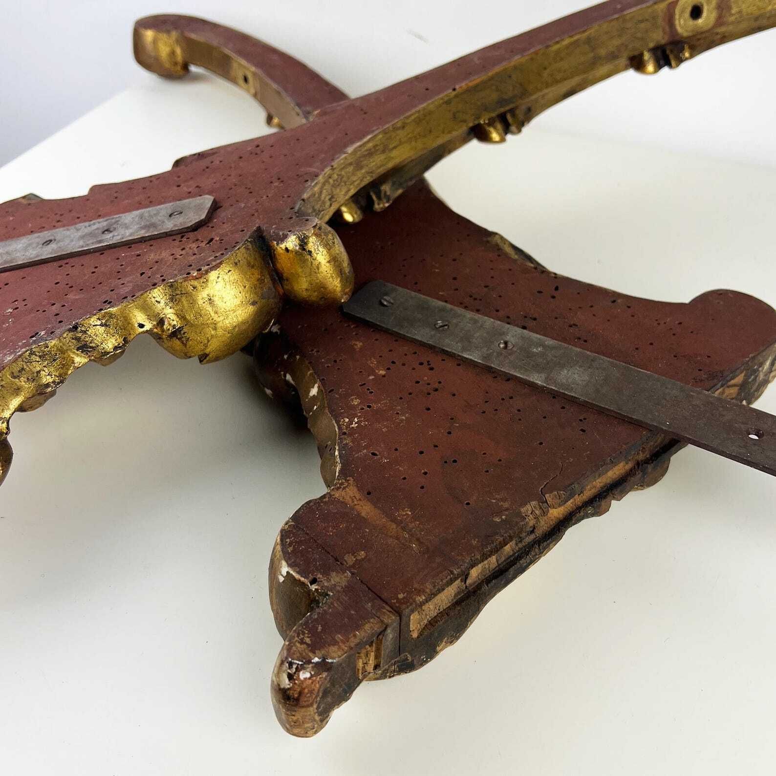 Pair Of Antique Salvaged Console Legs, Gilt Wood Carving Fragments, Architectural Salvage photo 324.0
