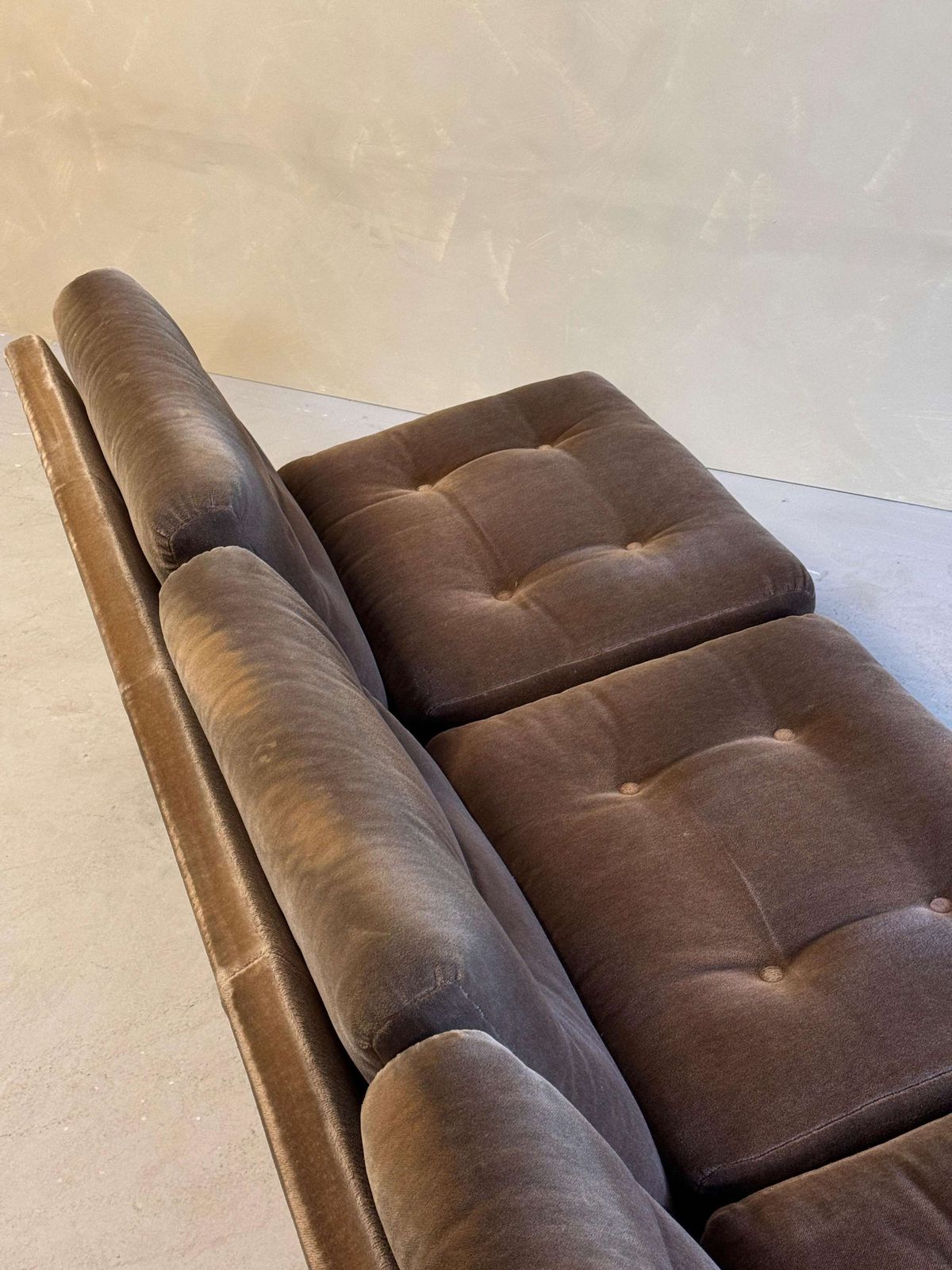 Furniture Brown Velvet Sofa Group By Paolo Caliari For Cassina, 1960s photo