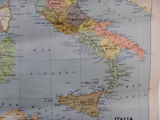 Geographical Map Of Italy, 1986 photo vintage