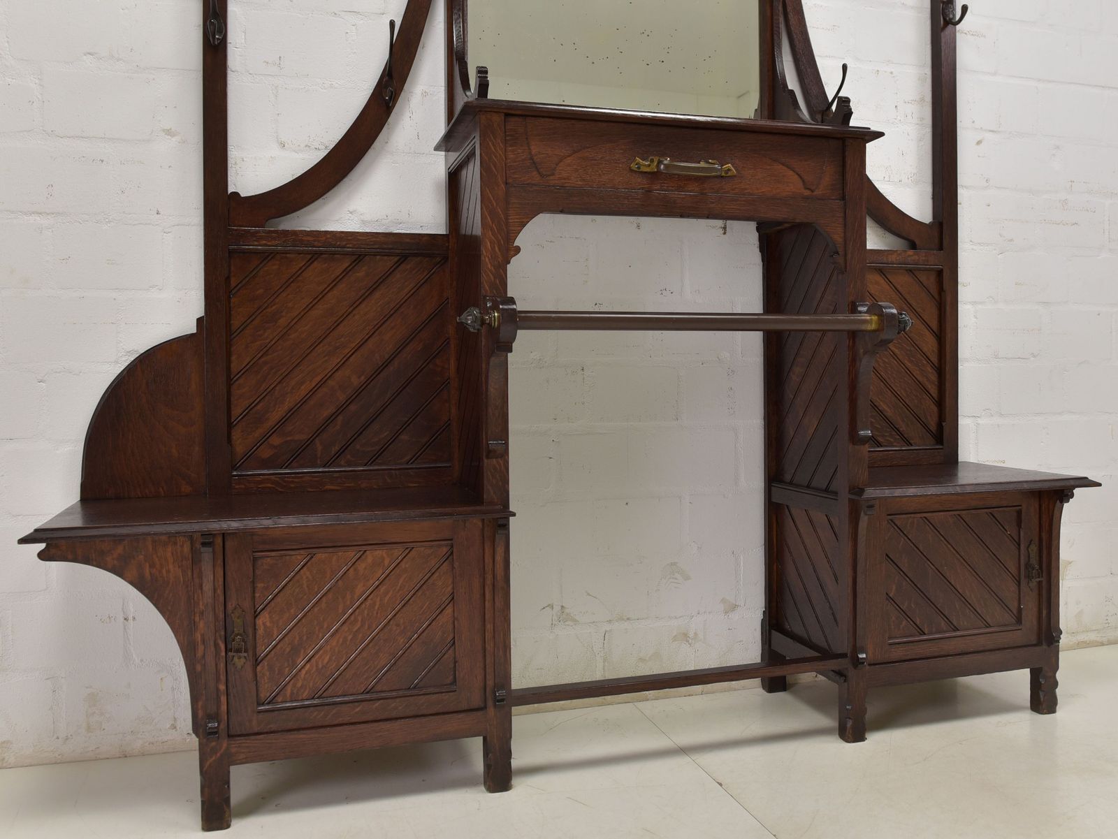 photo for sale Antique! Monumental Coat Rack Restored Art Nouveau Oak