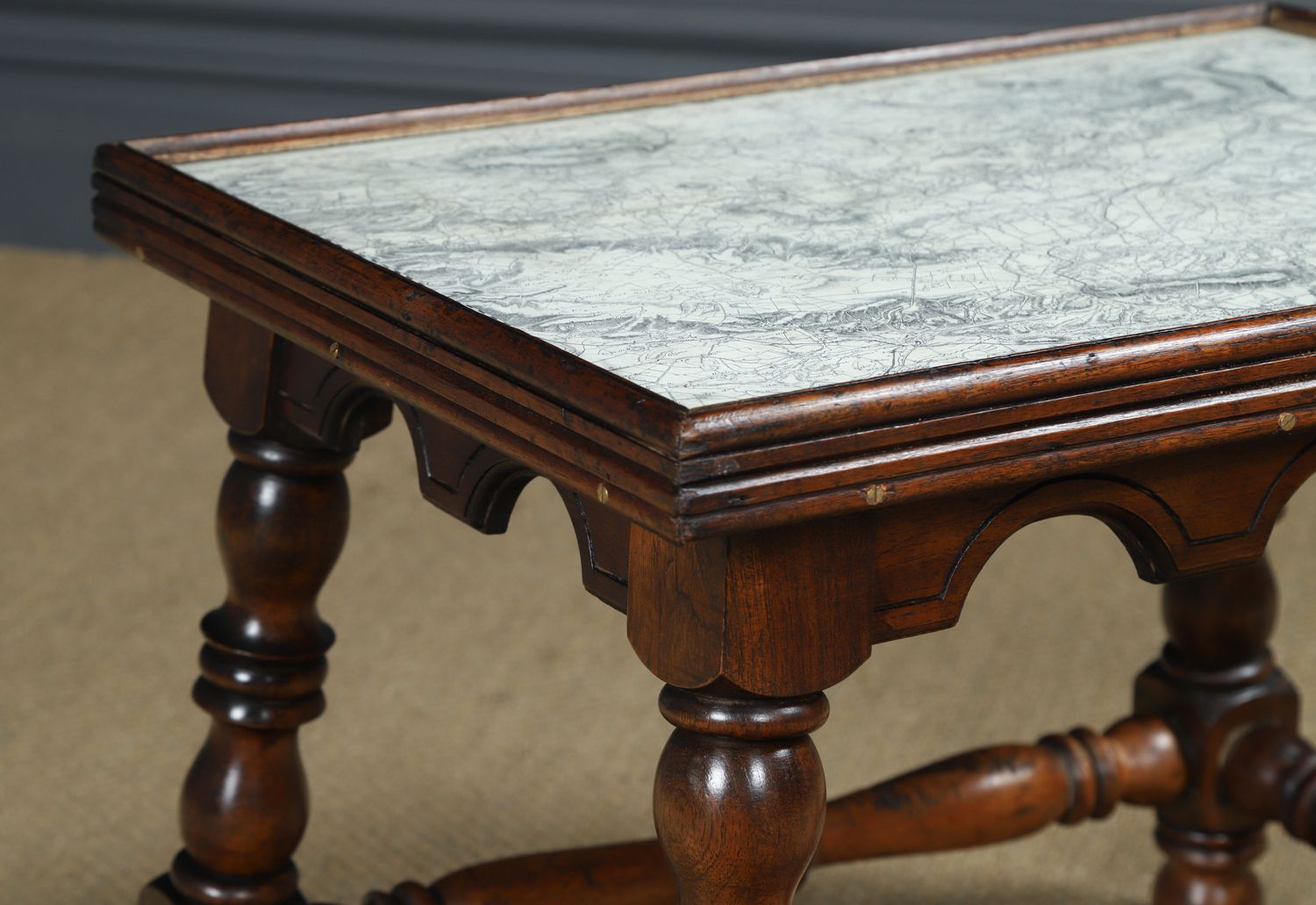 photo furniture French Victorian Rectangular Walnut Small Occasional / Side / Coffee Somerset Map Table (Circa 1890)