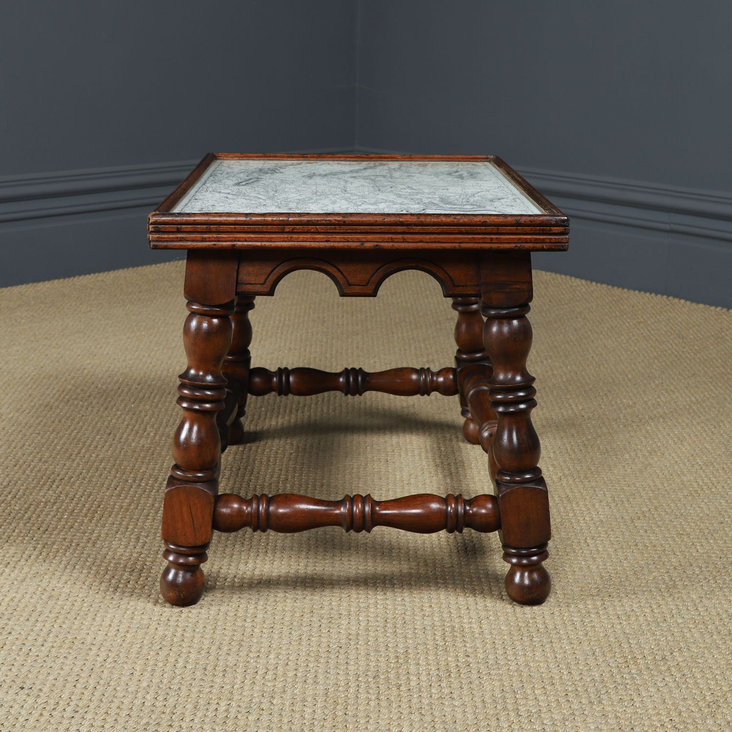 photo vinterior French Victorian Rectangular Walnut Small Occasional / Side / Coffee Somerset Map Table (Circa 1890)