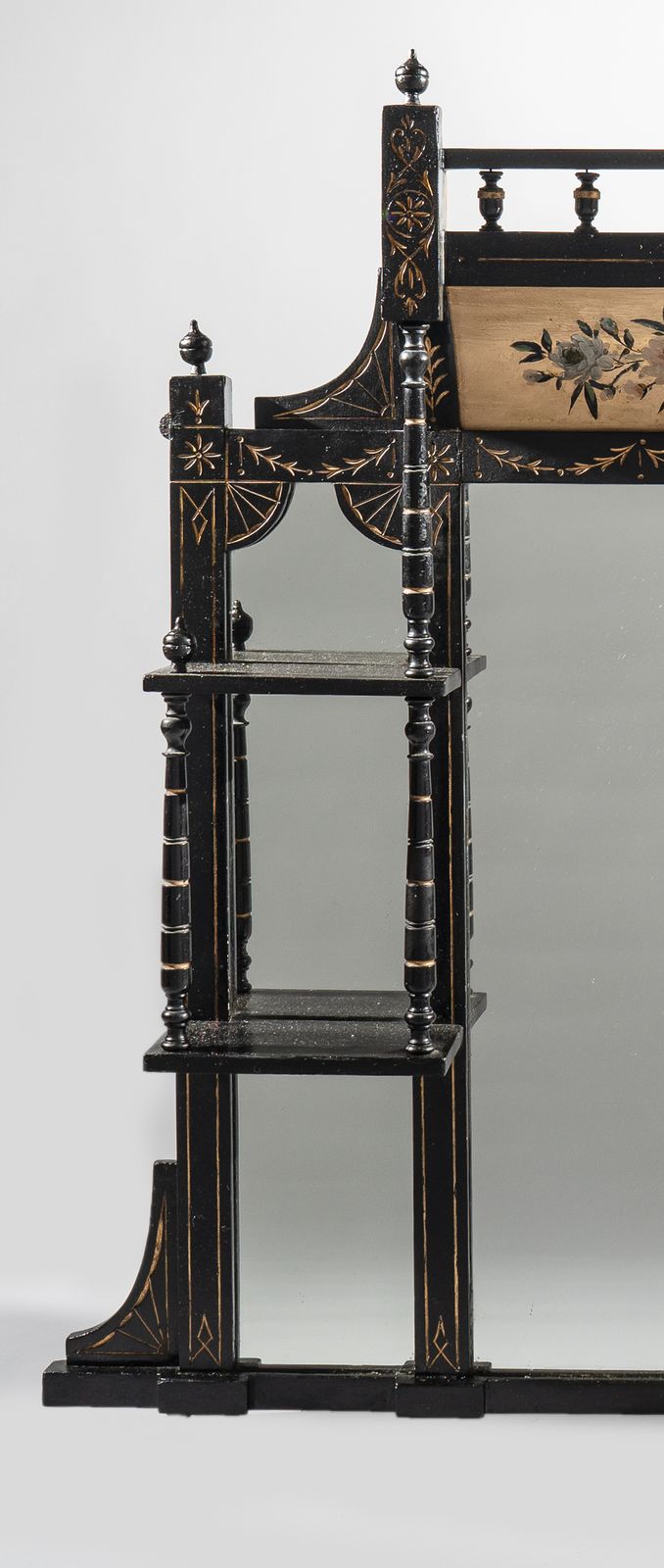 19th Century Victorian English Aesthetic Period Ebonised And Parcel   Gilt Overmantle Mirror photo buy