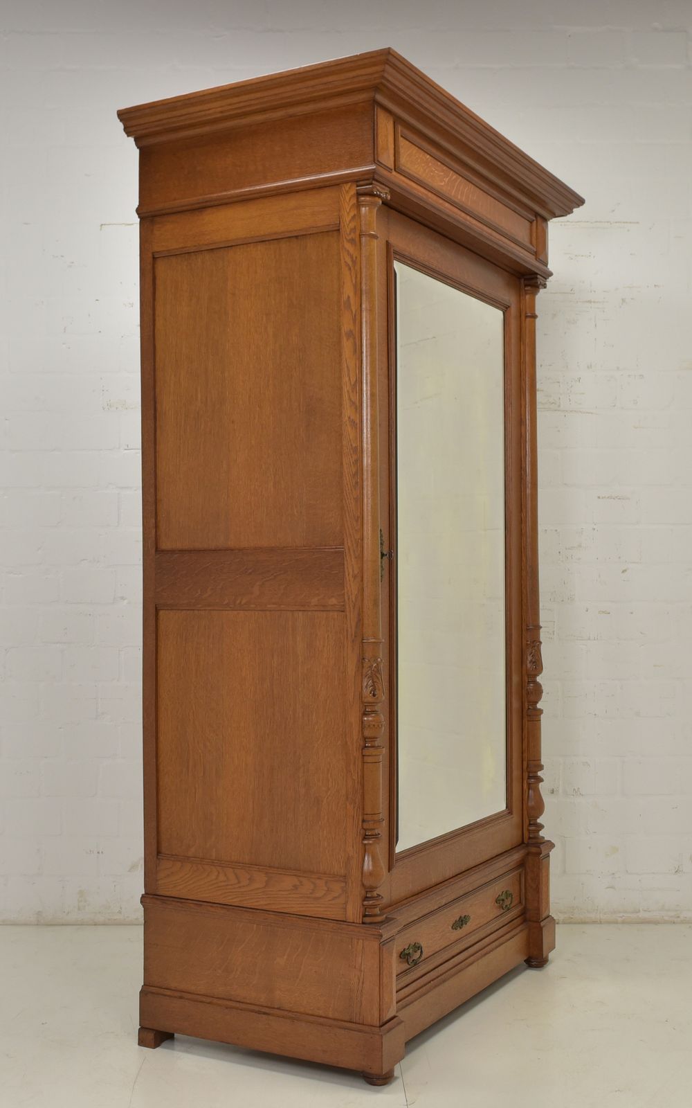 Furniture One Door Wardrobe Restored Wilhelminian Era Oak Shelving Unit photo