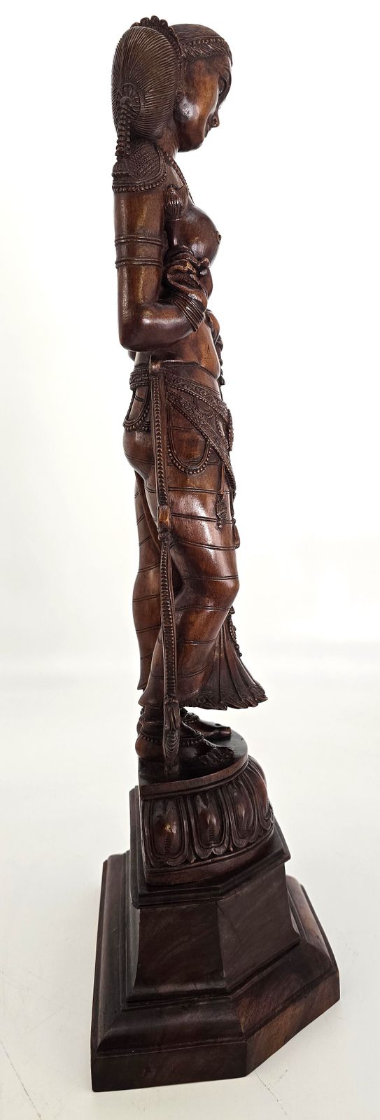 Carved Indian Figure Of The Goddess Parvati Holding Her Baby Son Ganesha, From The Raj Period, Circa 1900 photo for sale
