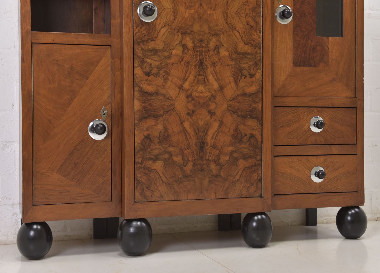 photo for sale Display Cabinet Restored Art Deco Circa 1930, Walnut Vertico