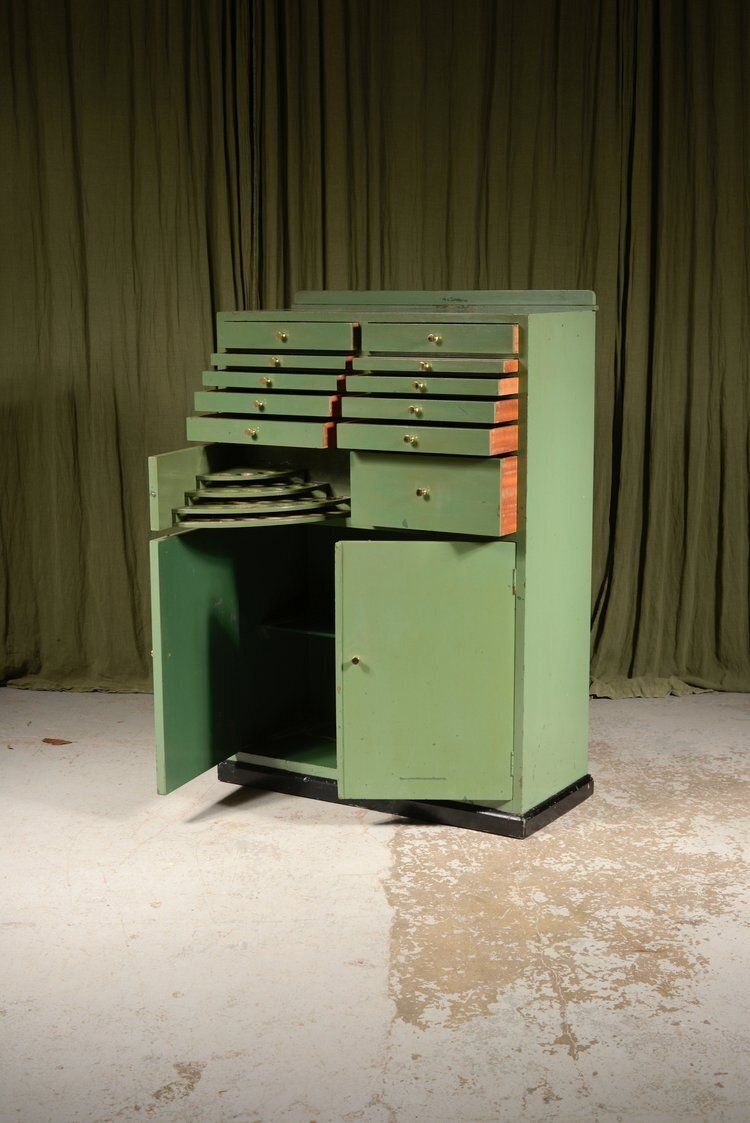 An Edwardian Green Painted Dentistry Chest Cabinet   C.1905