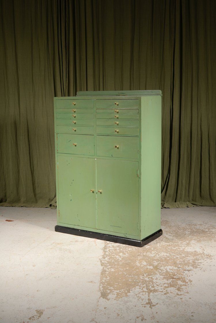 An Edwardian Green Painted Dentistry Chest Cabinet   C.1905 photo furniture