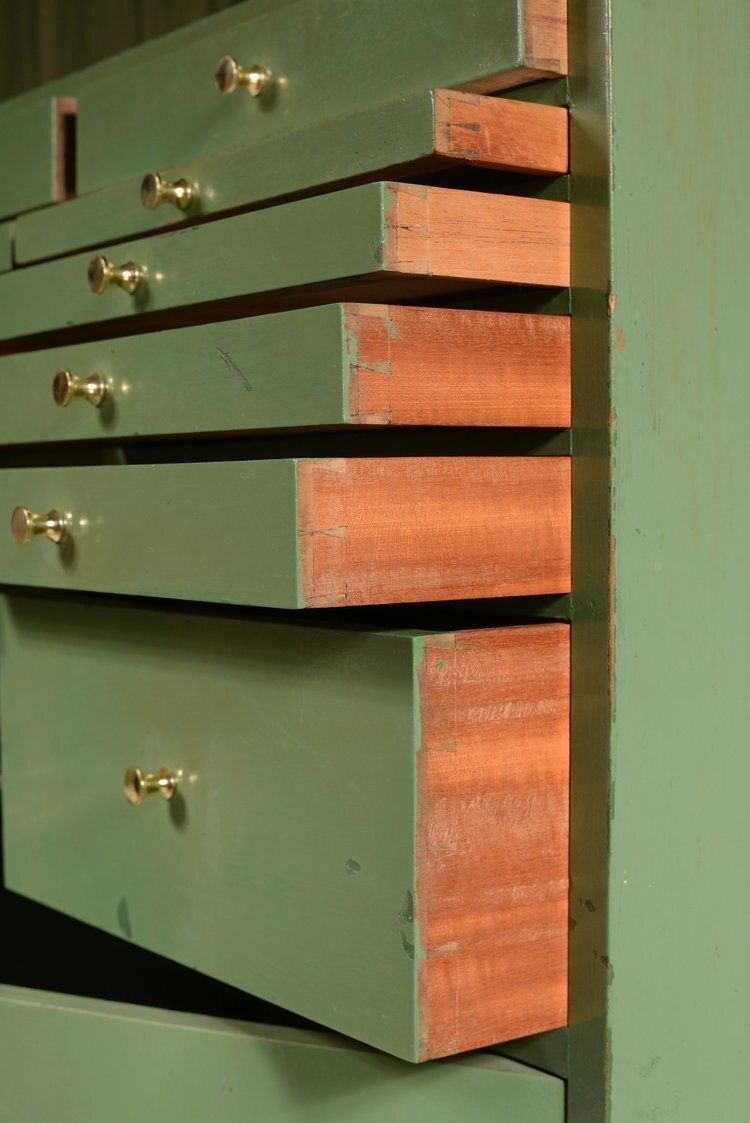 An Edwardian Green Painted Dentistry Chest Cabinet   C.1905 photo Furniture