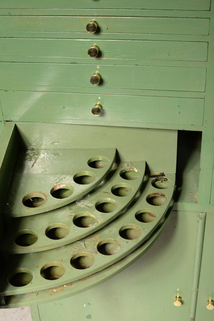 An Edwardian Green Painted Dentistry Chest Cabinet   C.1905 photo vintage