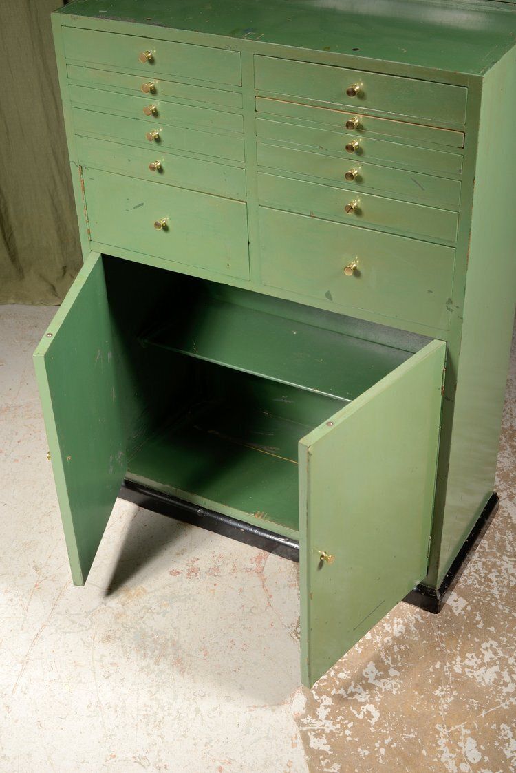 photo for sale An Edwardian Green Painted Dentistry Chest Cabinet   C.1905