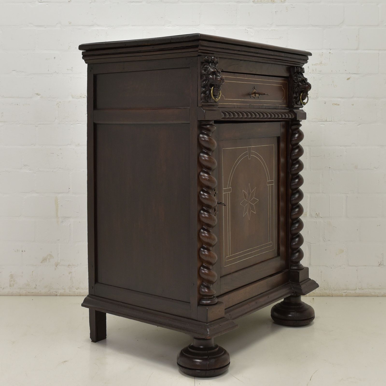 Furniture Antique! Narrow Tall Chest Of Drawers Flemish Circa 1780 Oak Walnut Cabinet Vertiko photo