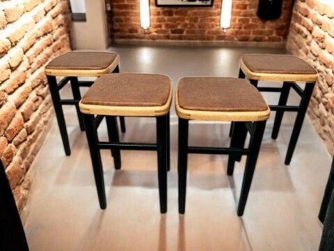 Vintage Wooden Stool   Set Of 4