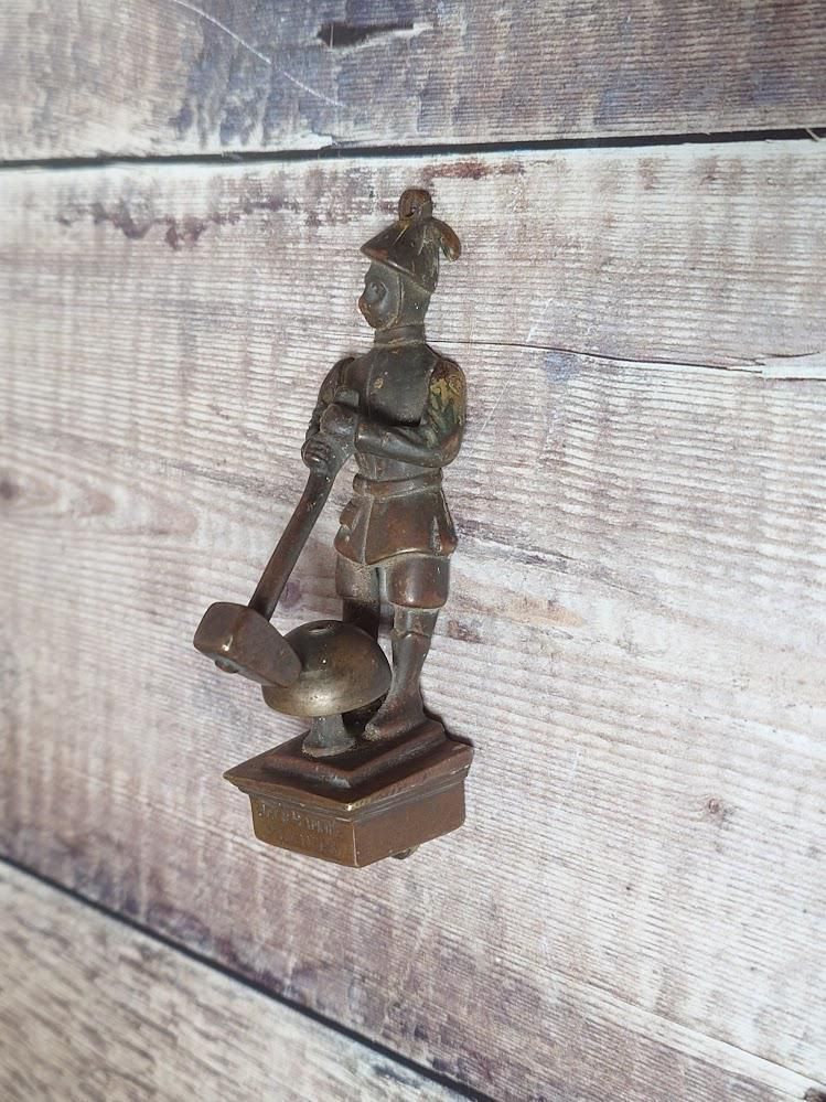 Jack Hammer Minehead, Small Antique Collectible Brass Door Knocker, Small Collectible Brass Shop Bell photo for sale