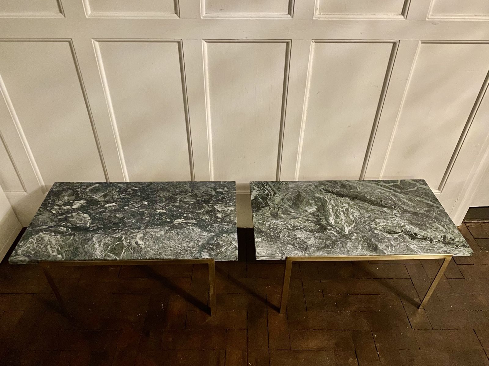 Pair Of Mid 20th Century Italian Emerald And Brass Side Tables photo furniture