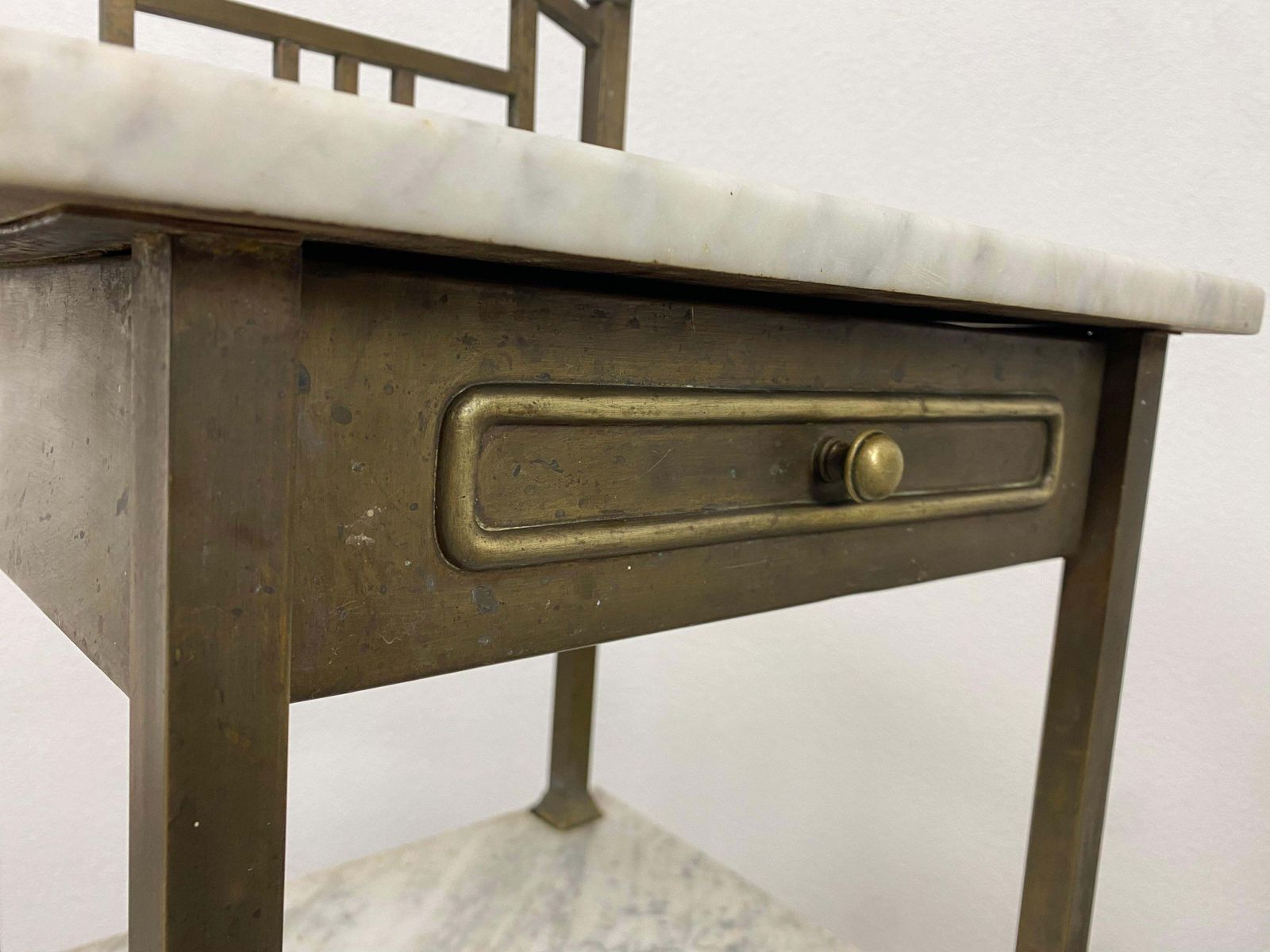 Brass Bedside Table With Marble Top photo Furniture