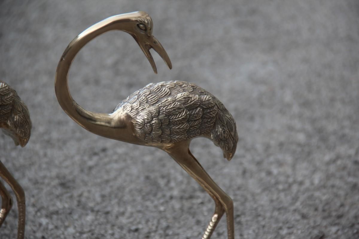 photo furniture Pair Of Brass Sculptures Of 1960 Gold Colored Flamingos Solid Brass