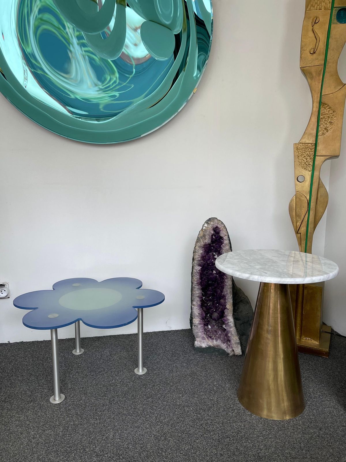 Blue Daisy Flower Glass Table By Glas Italia, Italy, 1990s photo buy