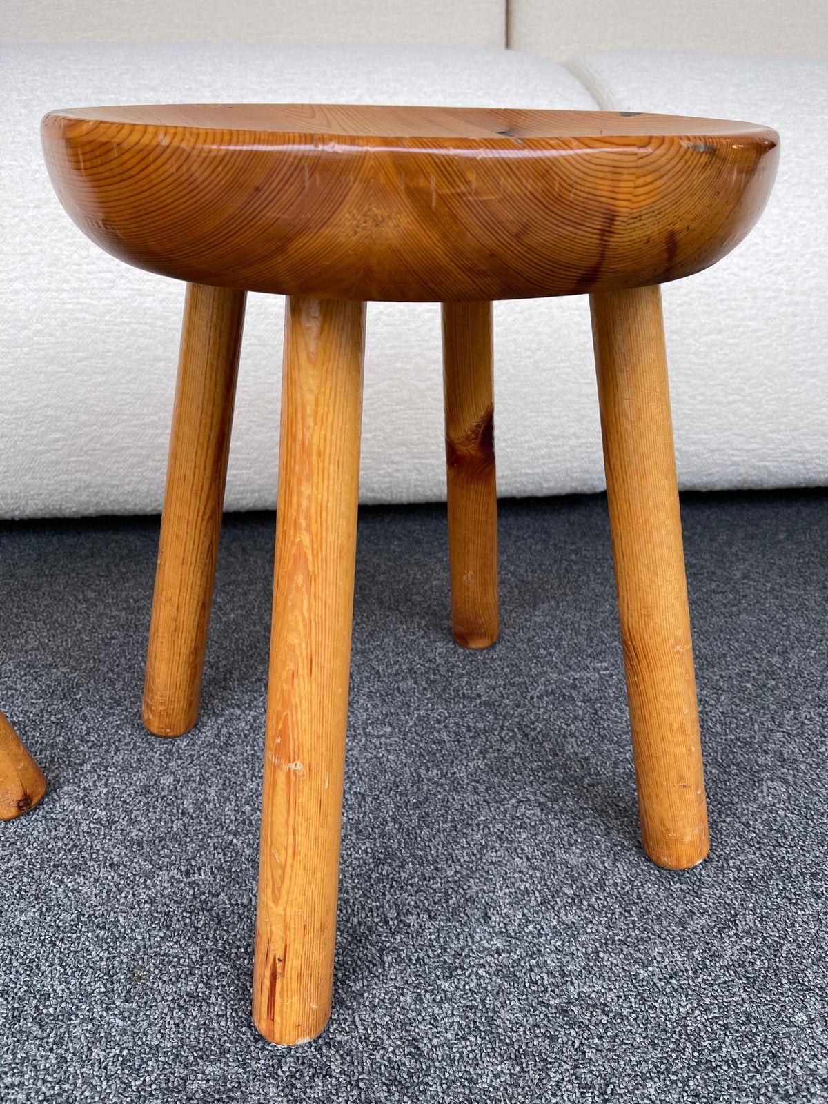 Pair Of Pine Stool Attributed To Charlotte Perriand, France, 1960s photo 2395.0