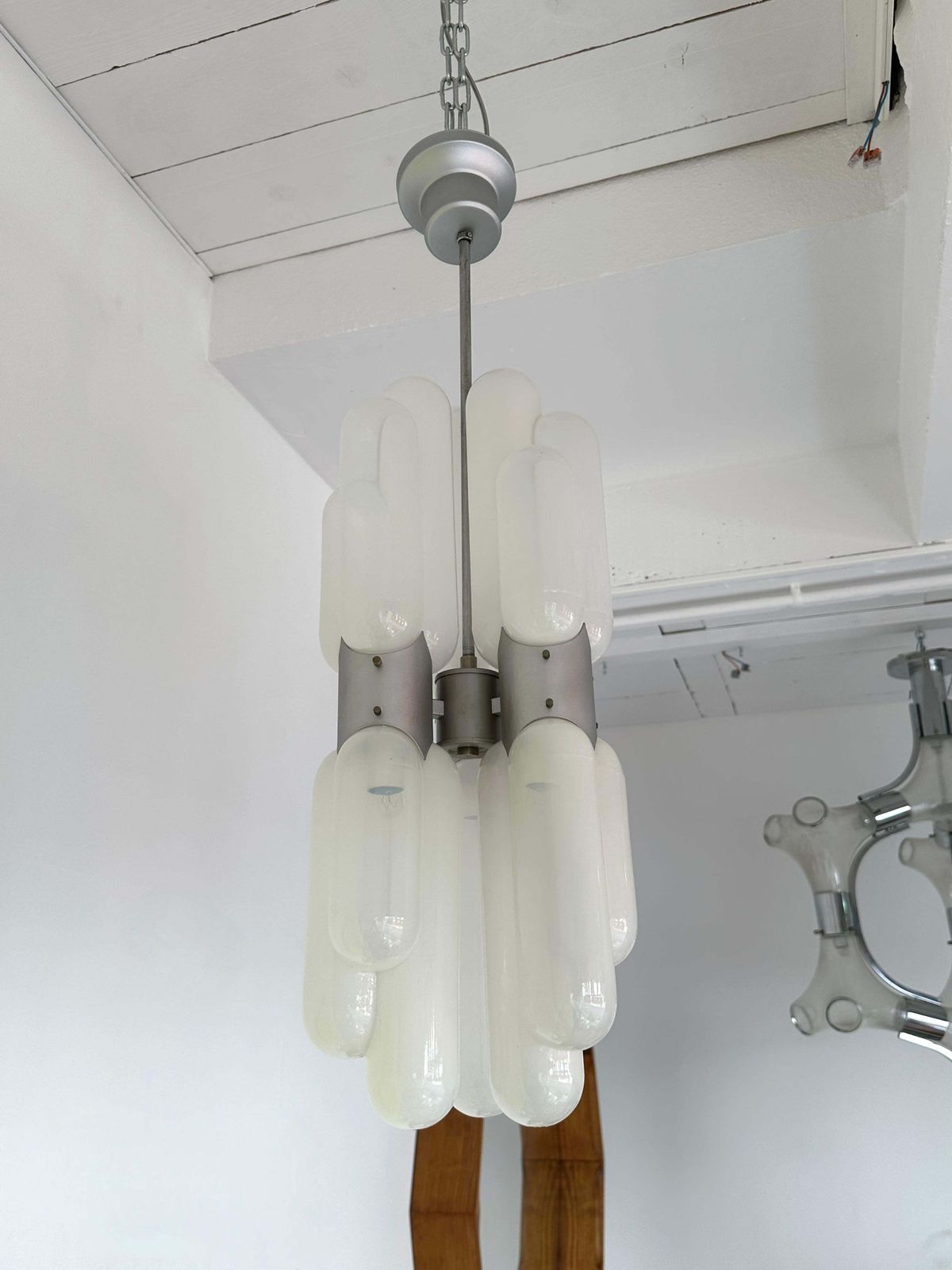 Chandelier Torpedo Murano Glass Metal By Carlo Nason For Mazzega, Italy, 1970s photo vinterior