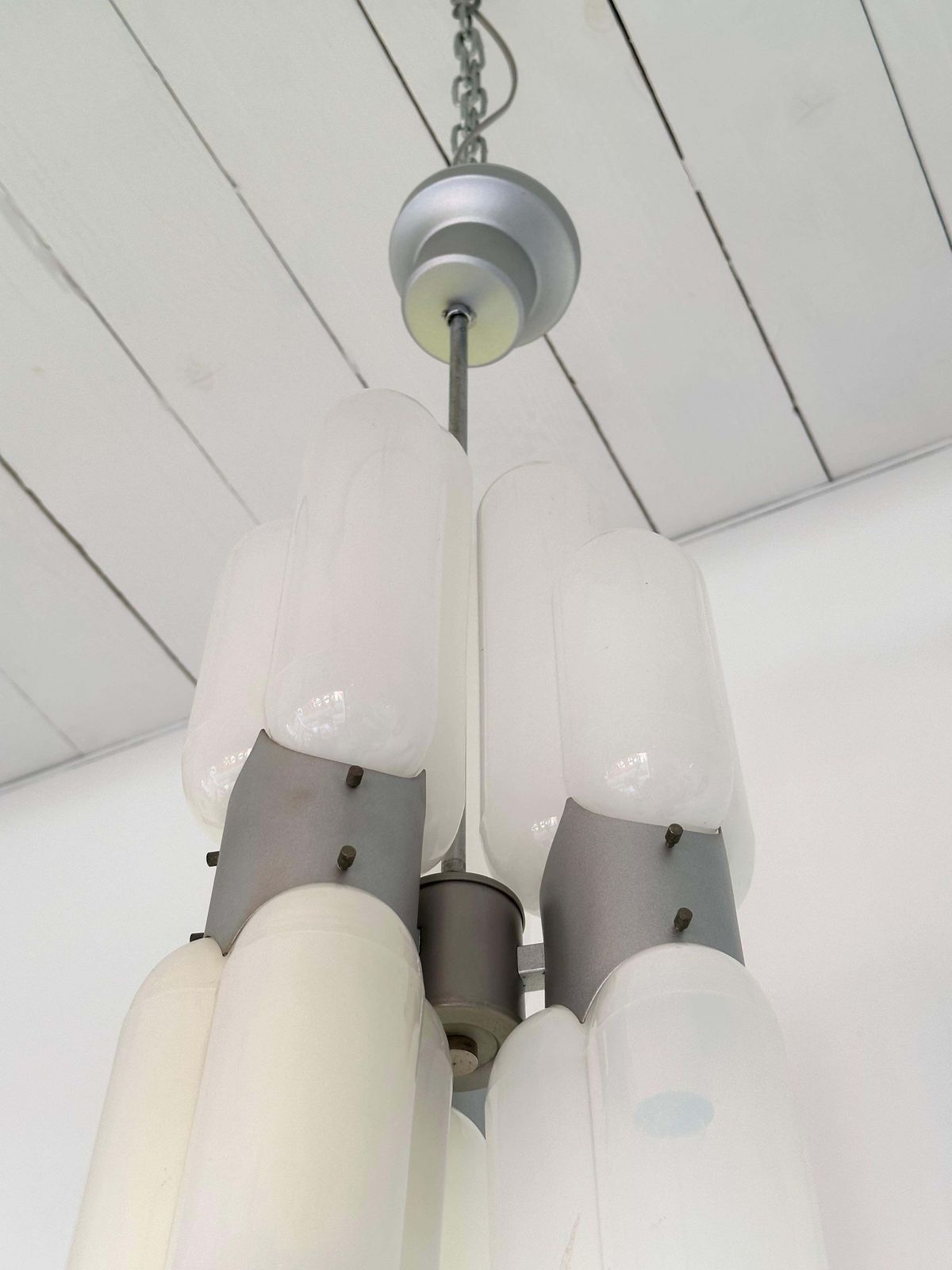 Chandelier Torpedo Murano Glass Metal By Carlo Nason For Mazzega, Italy, 1970s photo buy