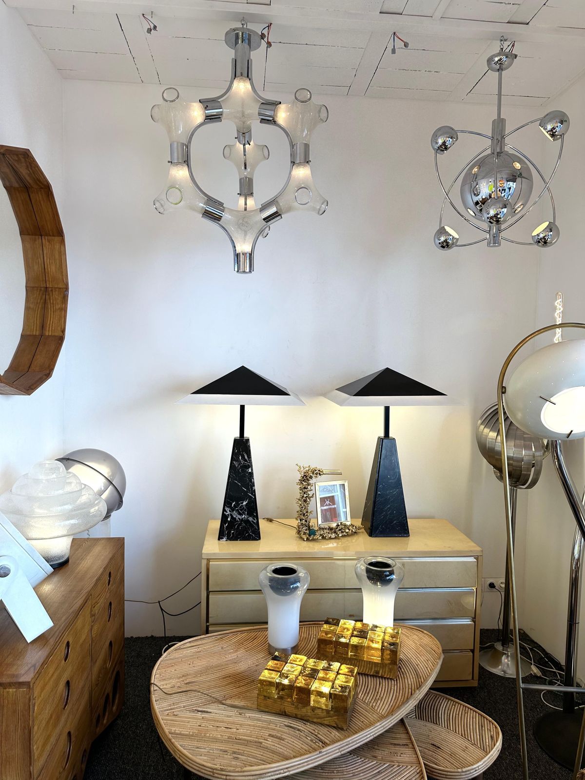 Satellite Sputnik Chandelier Metal Chrome Italy, 1970s photo 3592.0