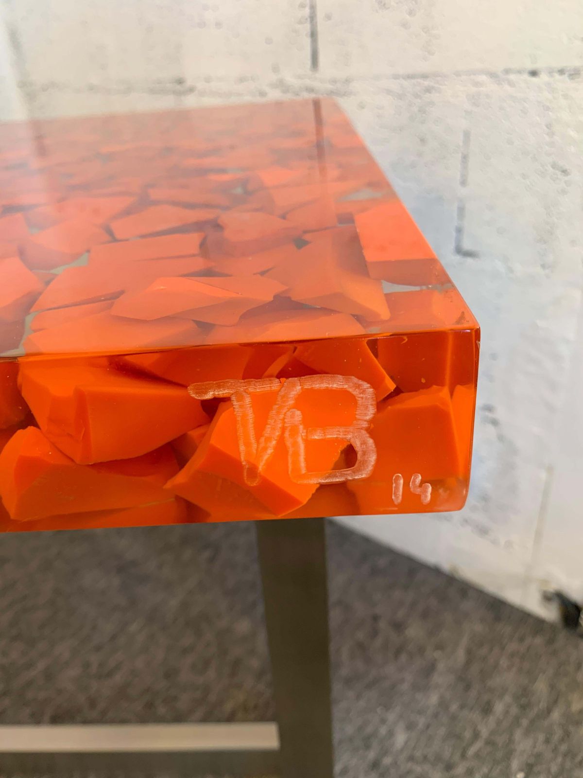 Resin Fractal Inclusion Console Table Desk By Thomas Brant, France, 2014 photo Furniture