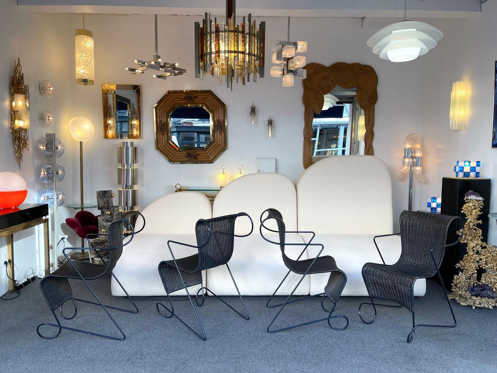 photo furniture Set Of 4 Chairs Zigo Metal Rattan By Ron Arad For Driade, Italy, 1990s