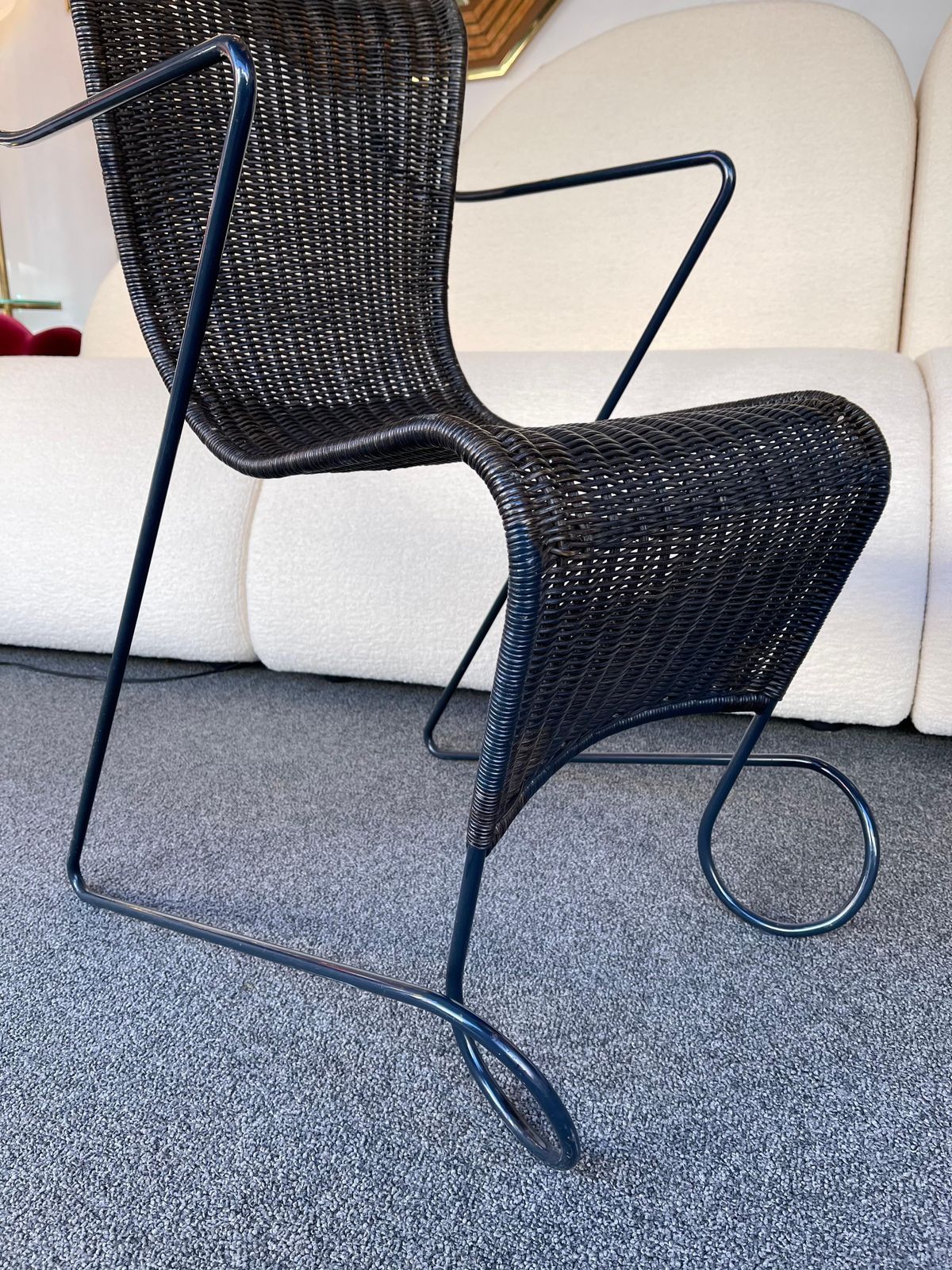 Furniture Set Of 4 Chairs Zigo Metal Rattan By Ron Arad For Driade, Italy, 1990s photo