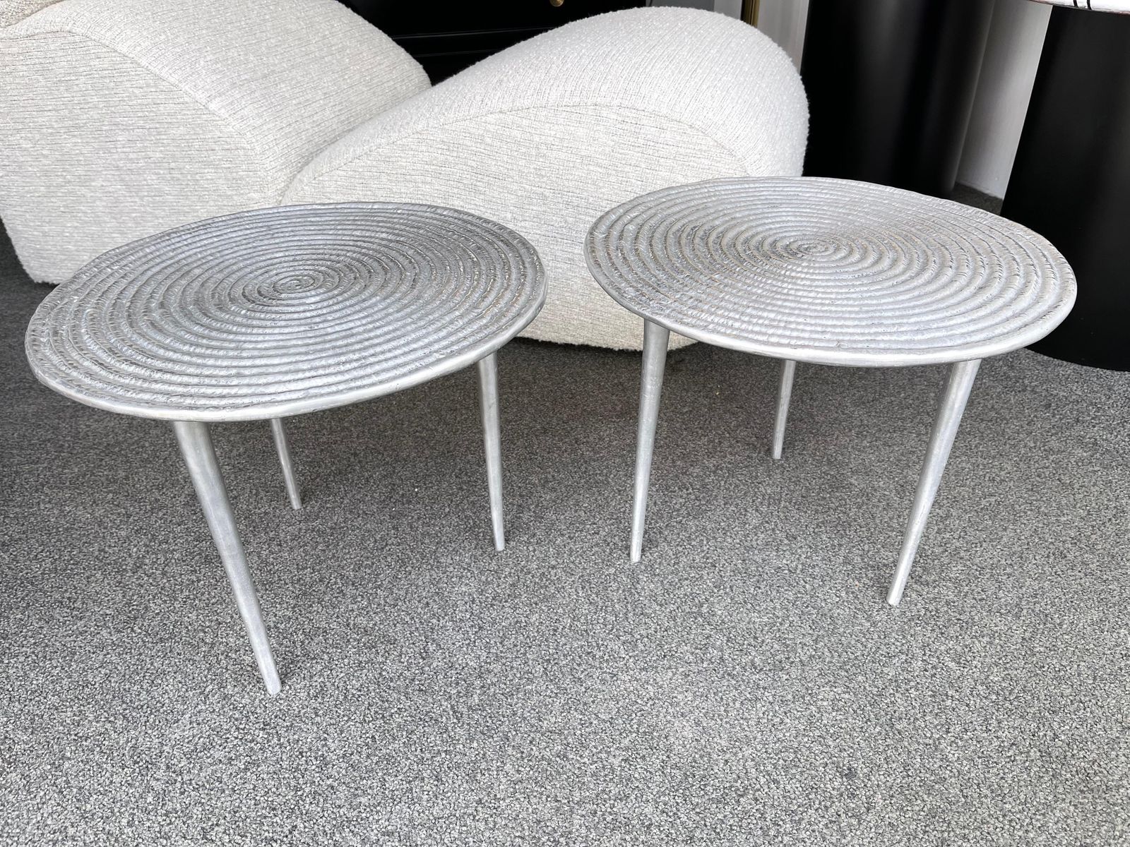 photo furniture Pair Of Cast Metal Side Tables, Italy, 1990s
