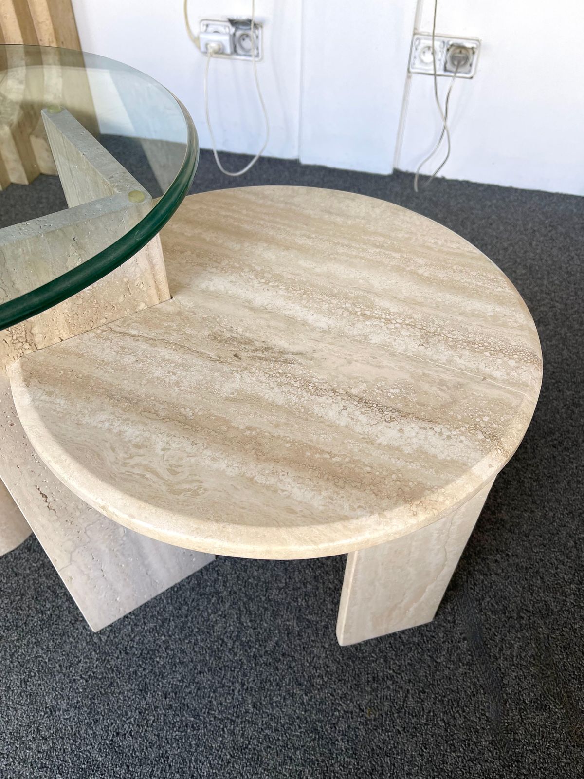 Mid Century Modern Travertine Sculpture Gueridon Table, Italy, 1980s photo buy