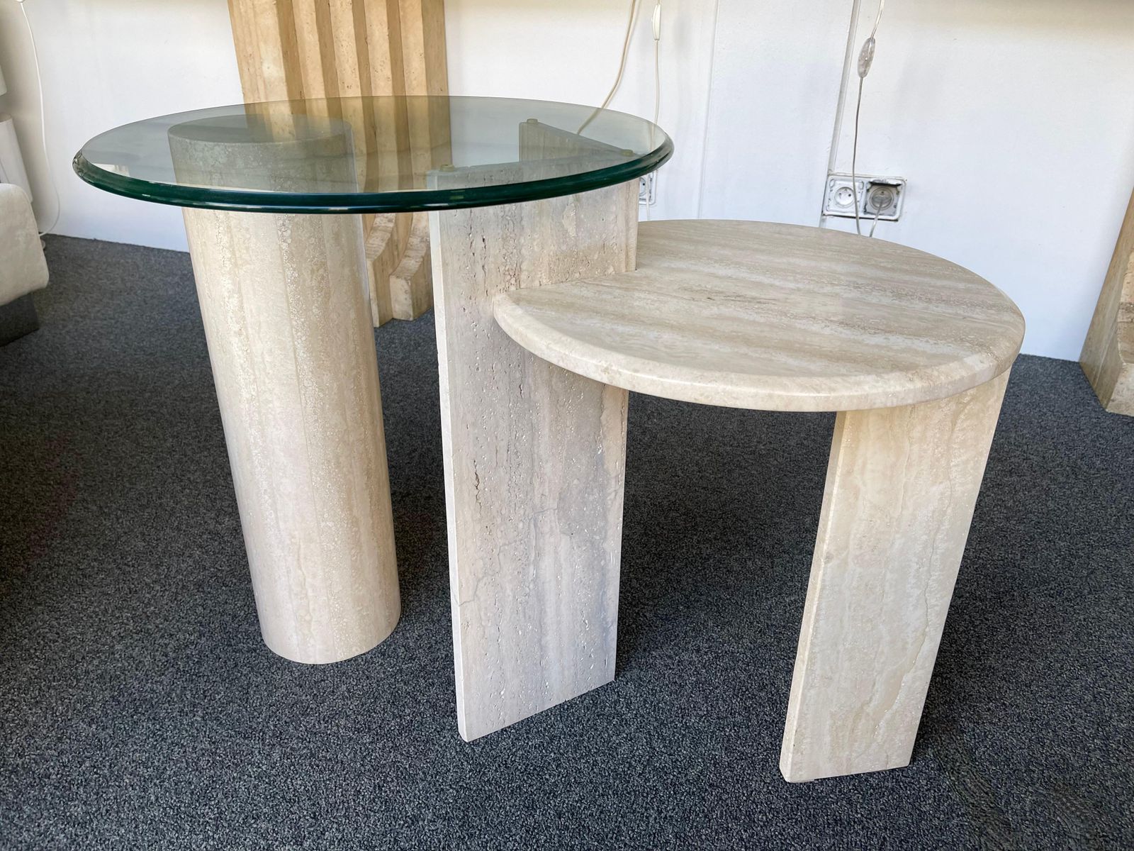 photo for sale Mid Century Modern Travertine Sculpture Gueridon Table, Italy, 1980s