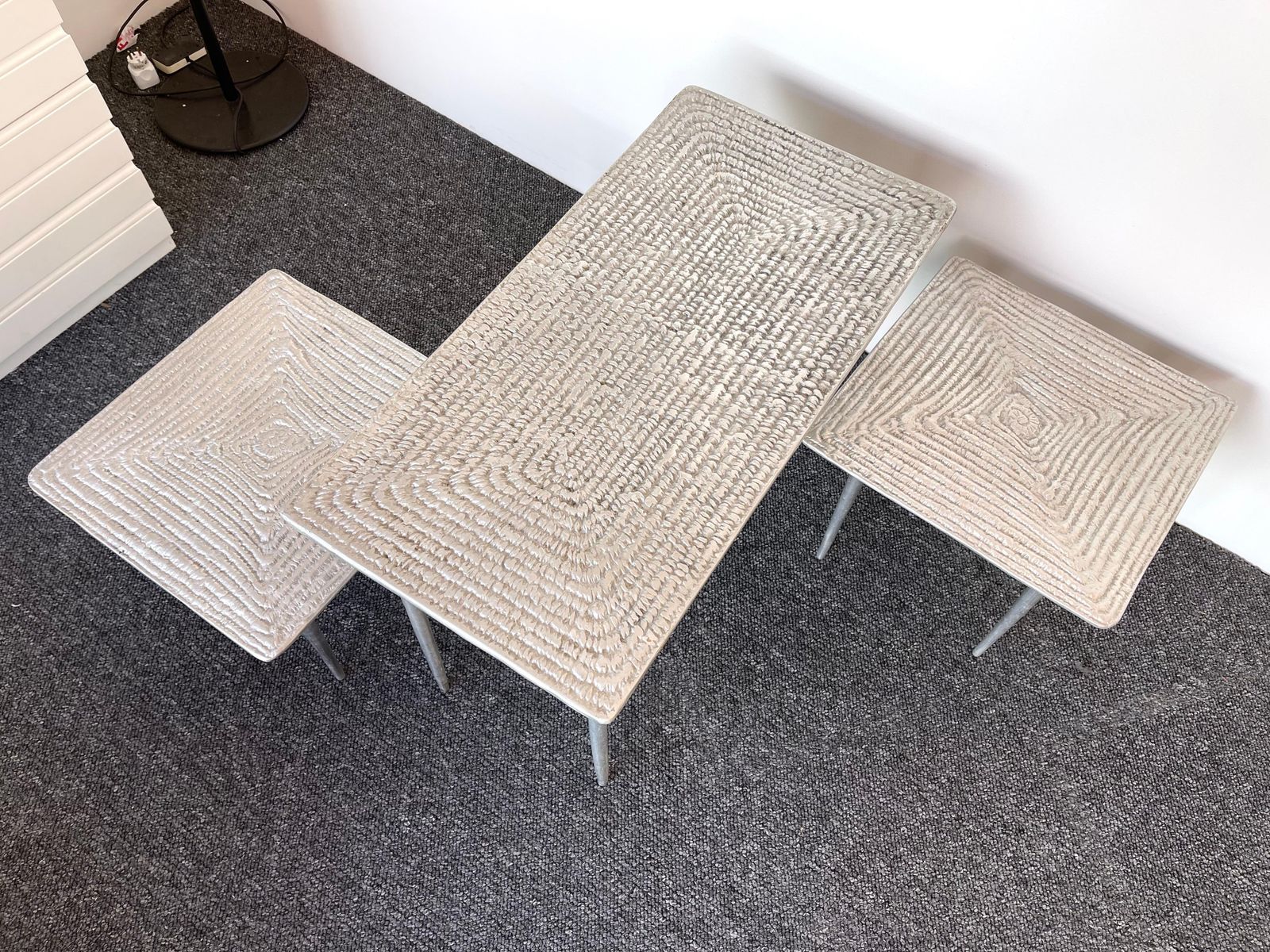 Set Of 3 Cast Metal Coffee Side Tables, Italy, 1990s photo Furniture
