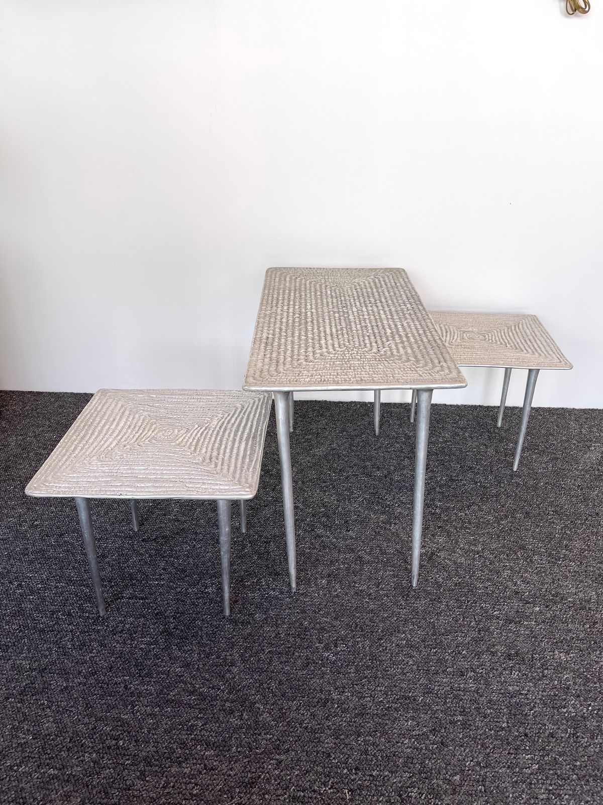 Set Of 3 Cast Metal Coffee Side Tables, Italy, 1990s photo vinterior