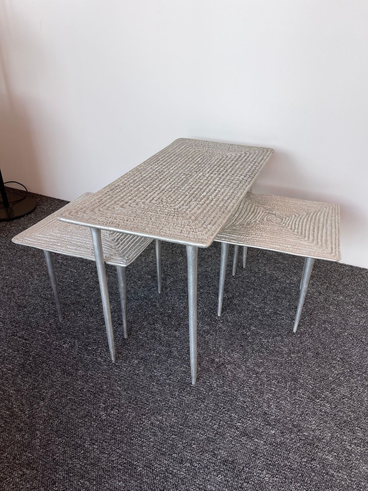 photo vinterior Set Of 3 Cast Metal Coffee Side Tables, Italy, 1990s