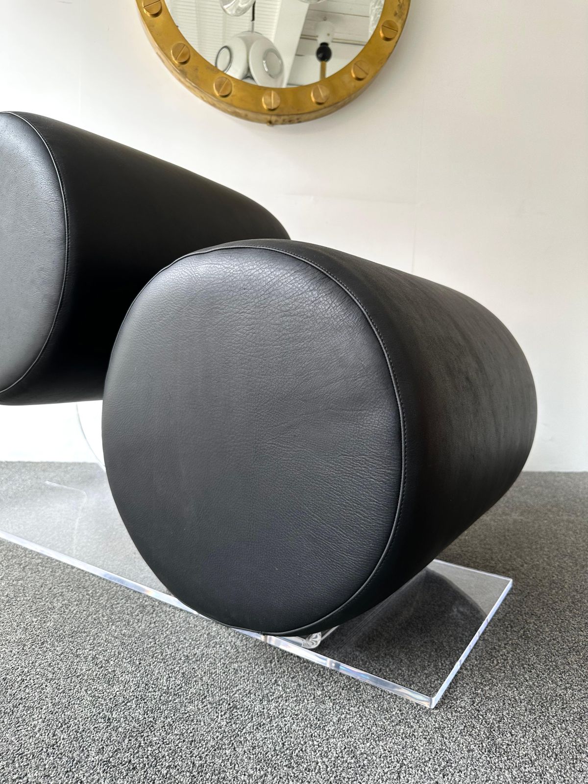 photo for sale Space Age Pair Of Lucite Leather Slipper Chairs By Marzio Cecchi, Italy, 1970s