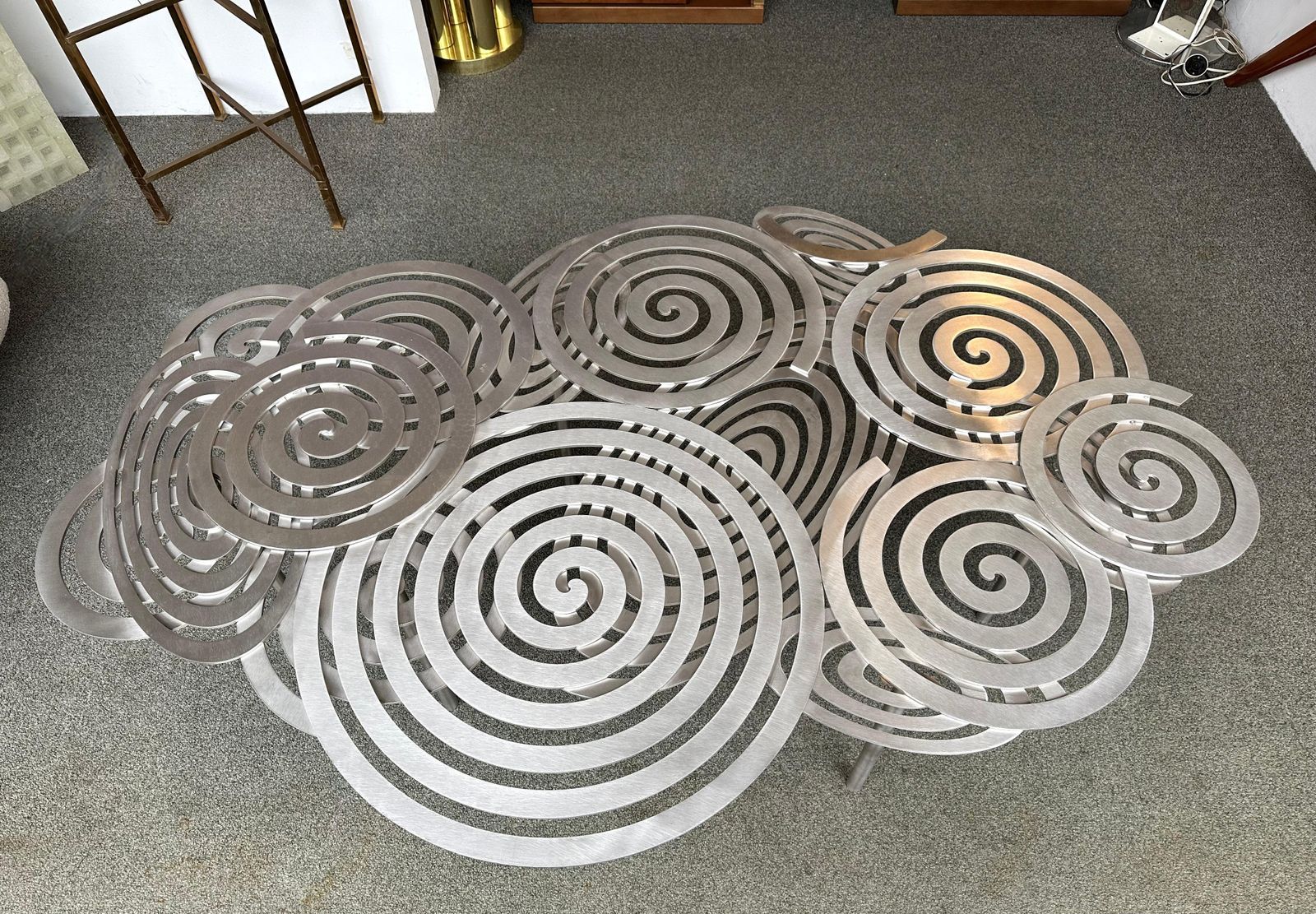Contemporary Stainless Steel Spiral Coffee Table By Antonio Cagianelli, Italy photo for sale