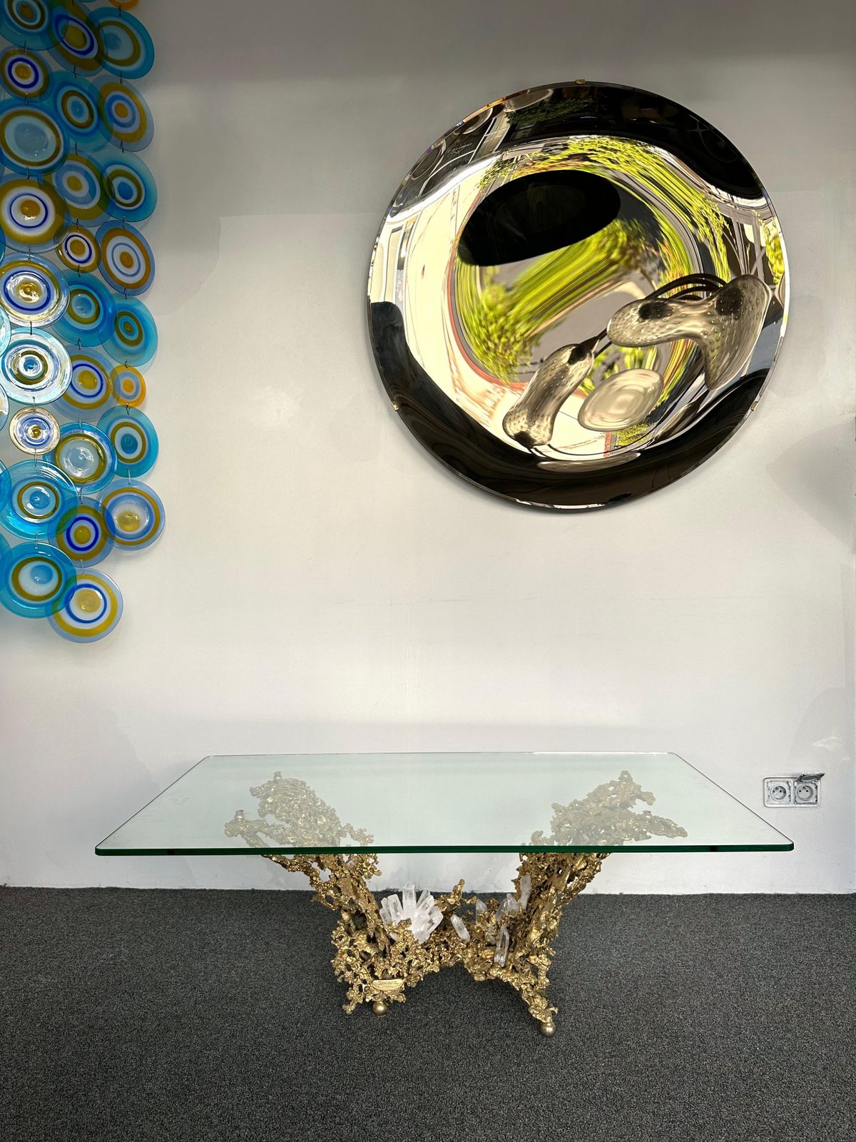 Gilt Bronze And Quartz Stone Coffee Table By Boeltz, France, 1970s photo buy