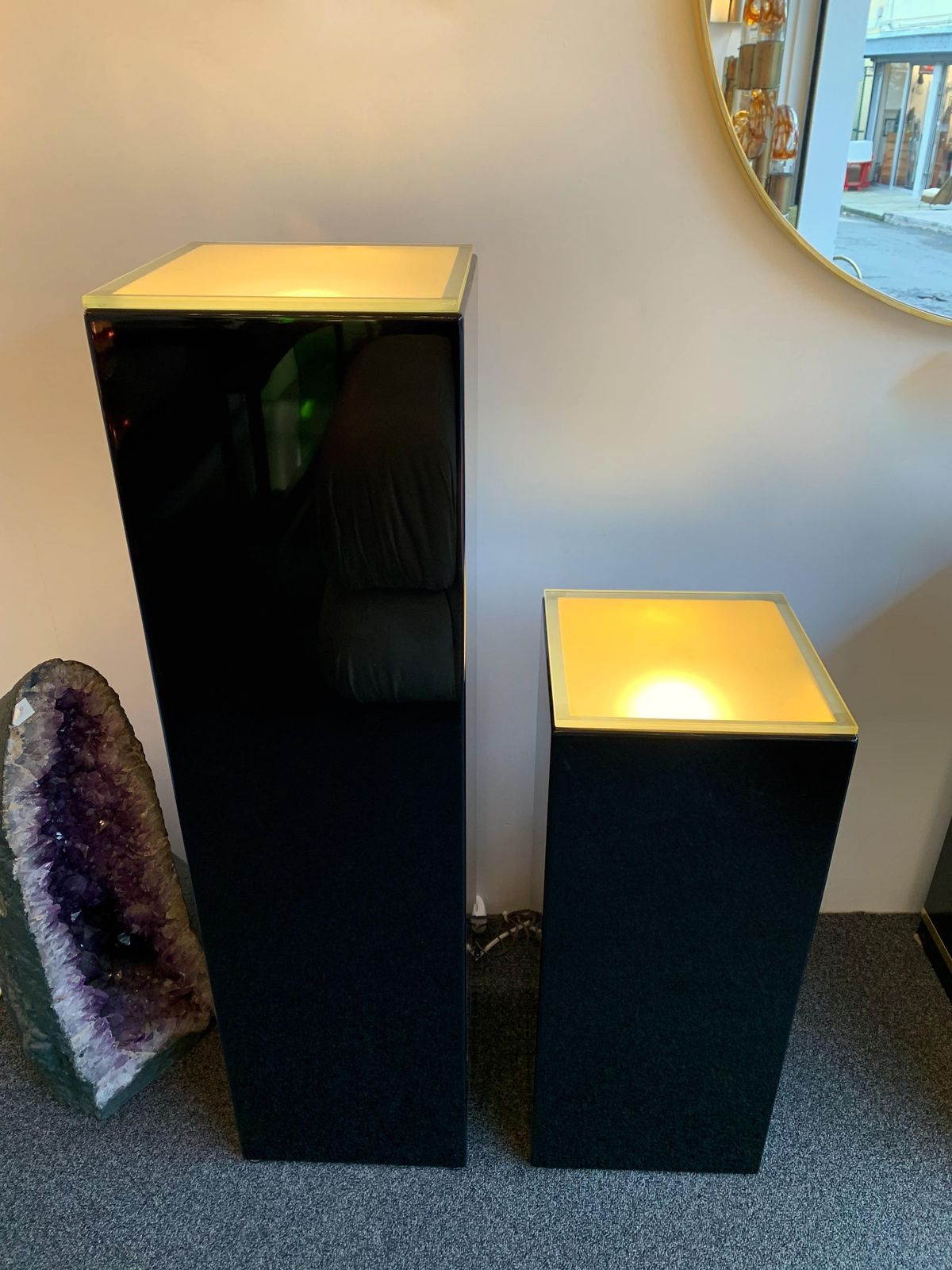 Pair Of Lacquered Column Lamp By Guy Lefevre, France, 1970s photo for sale